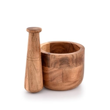 Samhita Acacia Wood Mortar and Pestle Set for Kitchen Essentials