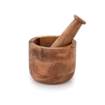 Samhita Acacia Wood Mortar and Pestle Set for Kitchen Essentials