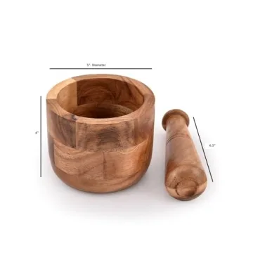 Samhita Acacia Wood Mortar and Pestle Set for Kitchen Essentials