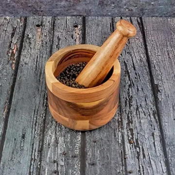 Samhita Acacia Wood Mortar and Pestle Set for Kitchen Essentials