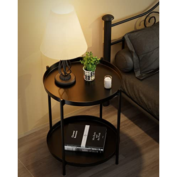 Versatile EKNITEY 2 Tier End Table for Indoor and Outdoor Use