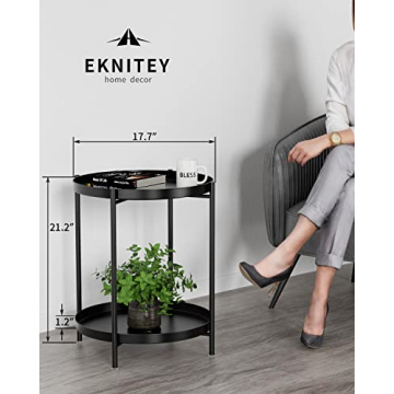 Versatile EKNITEY 2 Tier End Table for Indoor and Outdoor Use