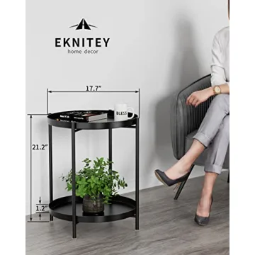Versatile EKNITEY 2 Tier End Table for Indoor and Outdoor Use