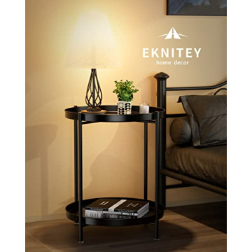 Versatile EKNITEY 2 Tier End Table for Indoor and Outdoor Use