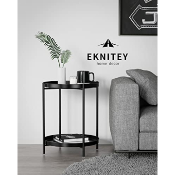 Versatile EKNITEY 2 Tier End Table for Indoor and Outdoor Use
