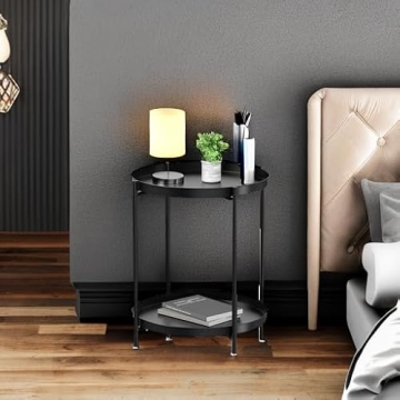 Versatile EKNITEY 2 Tier End Table for Indoor and Outdoor Use