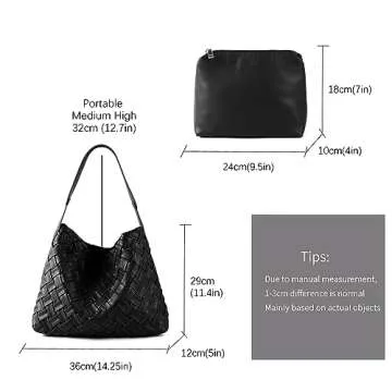 SHARPAD Woven Vegan Leather Tote Bag for Women