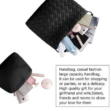 SHARPAD Woven Vegan Leather Tote Bag for Women