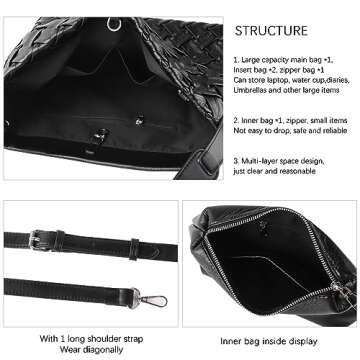 SHARPAD Woven Vegan Leather Tote Bag for Women