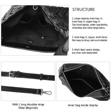 SHARPAD Woven Vegan Leather Tote Bag for Women