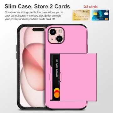 SAMONPOW 4-in-1 for iPhone 15 Case Wallet with Screen Protector & Camera Cover Full Body Hybrid 15 C...