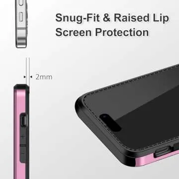 SAMONPOW 4-in-1 for iPhone 15 Case Wallet with Screen Protector & Camera Cover Full Body Hybrid 15 Case with Card Holder Shockproof Protective Phone Case for iPhone 15 for Women Men (Pink)
