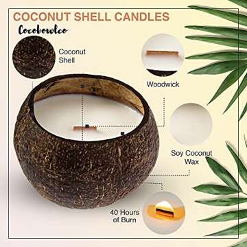 Eco-Friendly Soy Coconut Shell Candles with Wood Wick