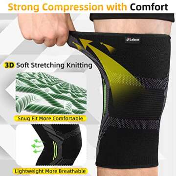 JLebow 2 Pack Knee Braces for Knee Pain Women Men, Compression design for Working Out, Running, Gym,...
