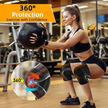 JLebow 2 Pack Knee Braces for Knee Pain Women Men, Compression design for Working Out, Running, Gym, Fitness, Weightlifting High Stretch Knee Pads for Meniscus Tear, ACL, Arthritis, Joint Pain