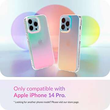 LONLI Hue - for iPhone 14 Pro Case - Fluorescent Coloful Holographic Iridescent Phone Case - [360° ...