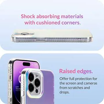 LONLI Hue - for iPhone 14 Pro Case - Fluorescent Coloful Holographic Iridescent Phone Case - [360° Shock-Absorbent Bumper] - Cute, Unique and Aesthetic Phone Cover for Women and Girls