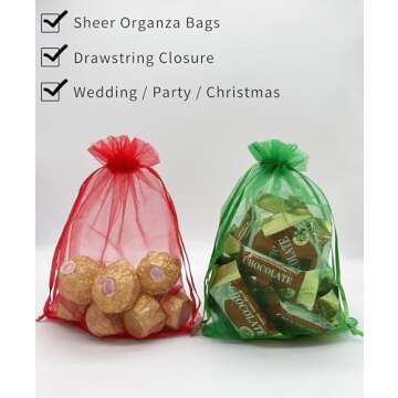 Jexila 120PCS Sheer Organza Bags 5X7 inches Mesh Bags Drawstring Small Pouch Gift Bags for Jewelry Wedding Party Baby Shower Favor Bags (Rainbow 5X7)