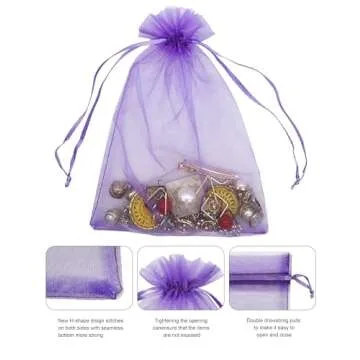 Jexila 120PCS Sheer Organza Bags 5X7 inches Mesh Bags Drawstring Small Pouch Gift Bags for Jewelry Wedding Party Baby Shower Favor Bags (Rainbow 5X7)