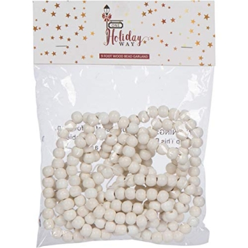 Beautiful 9-Foot White Wood Bead Garland for All Occasions