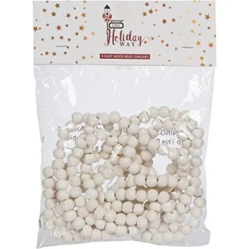Beautiful 9-Foot White Wood Bead Garland for All Occasions