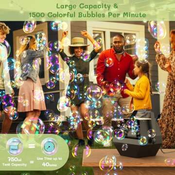 Theefun Bubble Machine: Remote Control 750ML Metal Bubble Blower Machine with High Output, Plug-in A...