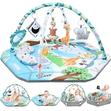 Deluxe Baby Gym Play Mat with Interactive Toys for Infants