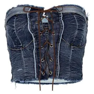 Trendy BellaChu Women's Denim Corset Top for Casual Wear