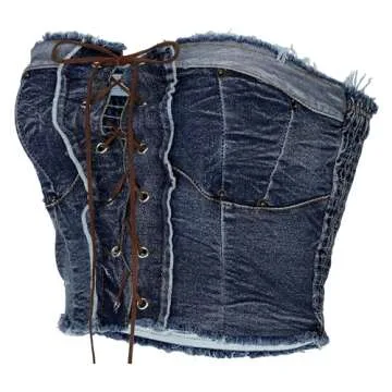 Trendy BellaChu Women's Denim Corset Top for Casual Wear