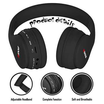 MIDOLA Kids Headphones Bluetooth 5.3 Wireless 60H Play Time Volume Limit 85/110dB Over Ear Foldable Protection Headset/Wired AUX Cord Mic for Child Boy Girl Travel School Phone Pad Tablet Black