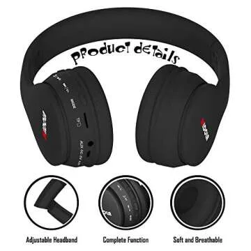 MIDOLA Kids Headphones Bluetooth 5.3 Wireless 60H Play Time Volume Limit 85/110dB Over Ear Foldable Protection Headset/Wired AUX Cord Mic for Child Boy Girl Travel School Phone Pad Tablet Black