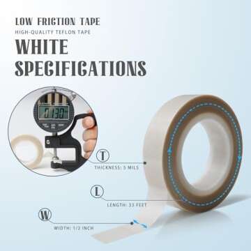 2 Rolls 1/2 Inch x 33 Feet Low Friction Tape,Drawer Slide Tape,Drawer Glide Tape,Squeak Resistant Ta...