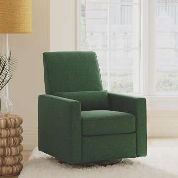 DaVinci Piper Upholstered Recliner and Swivel Glider in Pine Green, Greenguard Gold & CertiPUR-US Certified