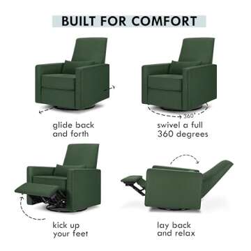 DaVinci Piper Upholstered Recliner and Swivel Glider in Pine Green, Greenguard Gold & CertiPUR-US Certified
