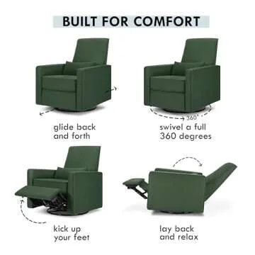 DaVinci Piper Upholstered Recliner and Swivel Glider in Pine Green