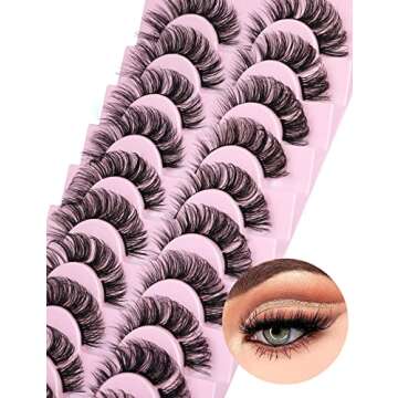 wiwoseo Cluster Lashes Extension Strip Eyelashes Individual Cat Eye Lashes Thick Volume DIY Lashes that Look like Extension Natural Fluffy Faux Mink Lashes 16MM Pestañas Postizas 10 Pairs Pack