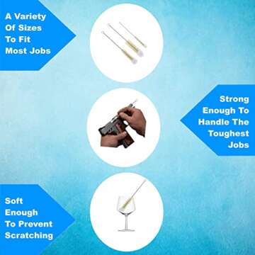 Bendable Bottle Brush Set - Soft Bristle Crevice & Small Cleaning Brushes for Narrow Spaces & Test T...