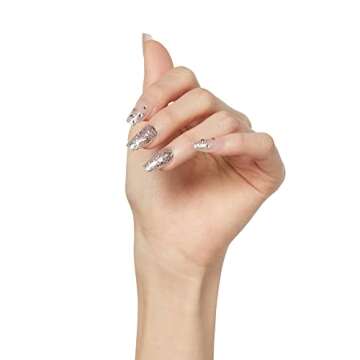 KISS Premium Classy Fake Nails - My Muse, Long & Coffin Shaped, Super Glam, Jewel Accents, Waterproof, Smudge Proof, No Dry Time, Durable, Takes Minutes, Quick & Easy | 30 Count