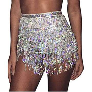 Chic Victray Belly Dance Skirt with Shimmering Sequins