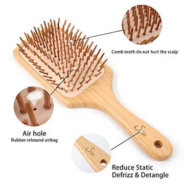 Eco-friendly SIU Bamboo Paddle Hair Brush for All Hair Types
