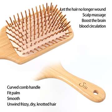 Eco-friendly SIU Bamboo Paddle Hair Brush for All Hair Types