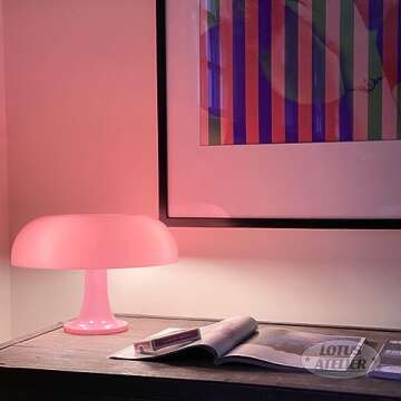 Lotus Atelier Light Pink Mushroom Lamp for Room Aesthetic Modern Lighting for Bedroom Retro Pink Lamp for Girls Bedroom Pink Room Decor for Teen Girls Midcentury Lamp MCM (Pink)
