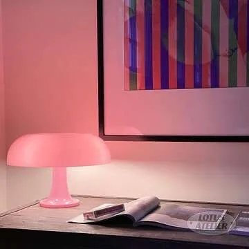 Lotus Atelier Light Pink Mushroom Lamp for Room Aesthetic Modern Lighting for Bedroom Retro Pink Lamp for Girls Bedroom Pink Room Decor for Teen Girls Midcentury Lamp MCM (Pink)