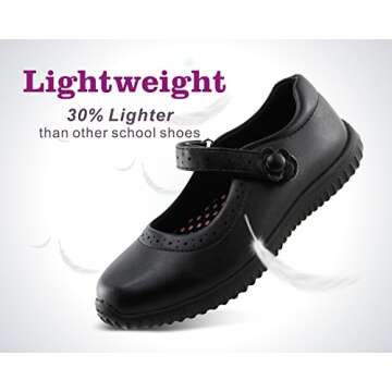 JABASIC Girl's Mary Jane School Uniform Shoes (6.5,Black)
