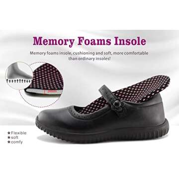 JABASIC Girl's Mary Jane School Uniform Shoes (6.5,Black)