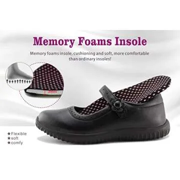JABASIC Girl's Mary Jane School Uniform Shoes (6.5,Black)
