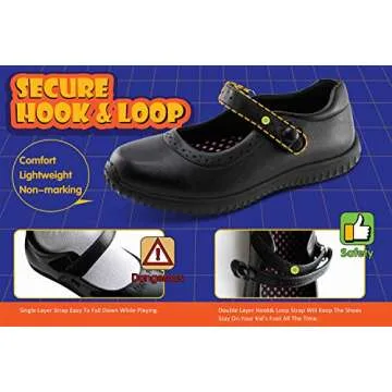 JABASIC Girl's Mary Jane School Uniform Shoes (6.5,Black)