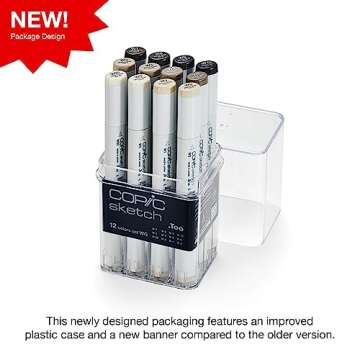 Copic Sketch, Alcohol markers, 12pc set Warm Gray (New Ver.)