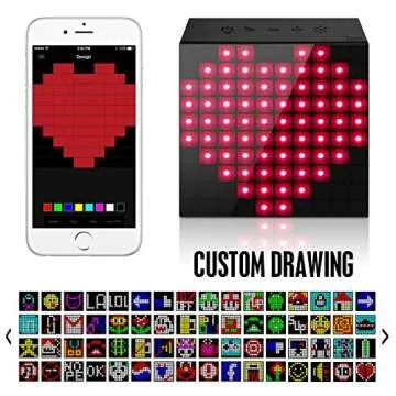 DIVOOM AURABOX Bluetooth 4.0 SMART LED Speaker with APP Control for Pixel Art Creation + Animation and Social Media Notification. Built-in Microphone for Handsfree Calling