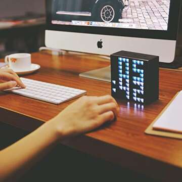 DIVOOM AURABOX Bluetooth 4.0 SMART LED Speaker with APP Control for Pixel Art Creation + Animation and Social Media Notification. Built-in Microphone for Handsfree Calling